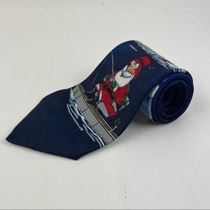 Novelties Hallmark Tie Mens Blue Santa Fishing